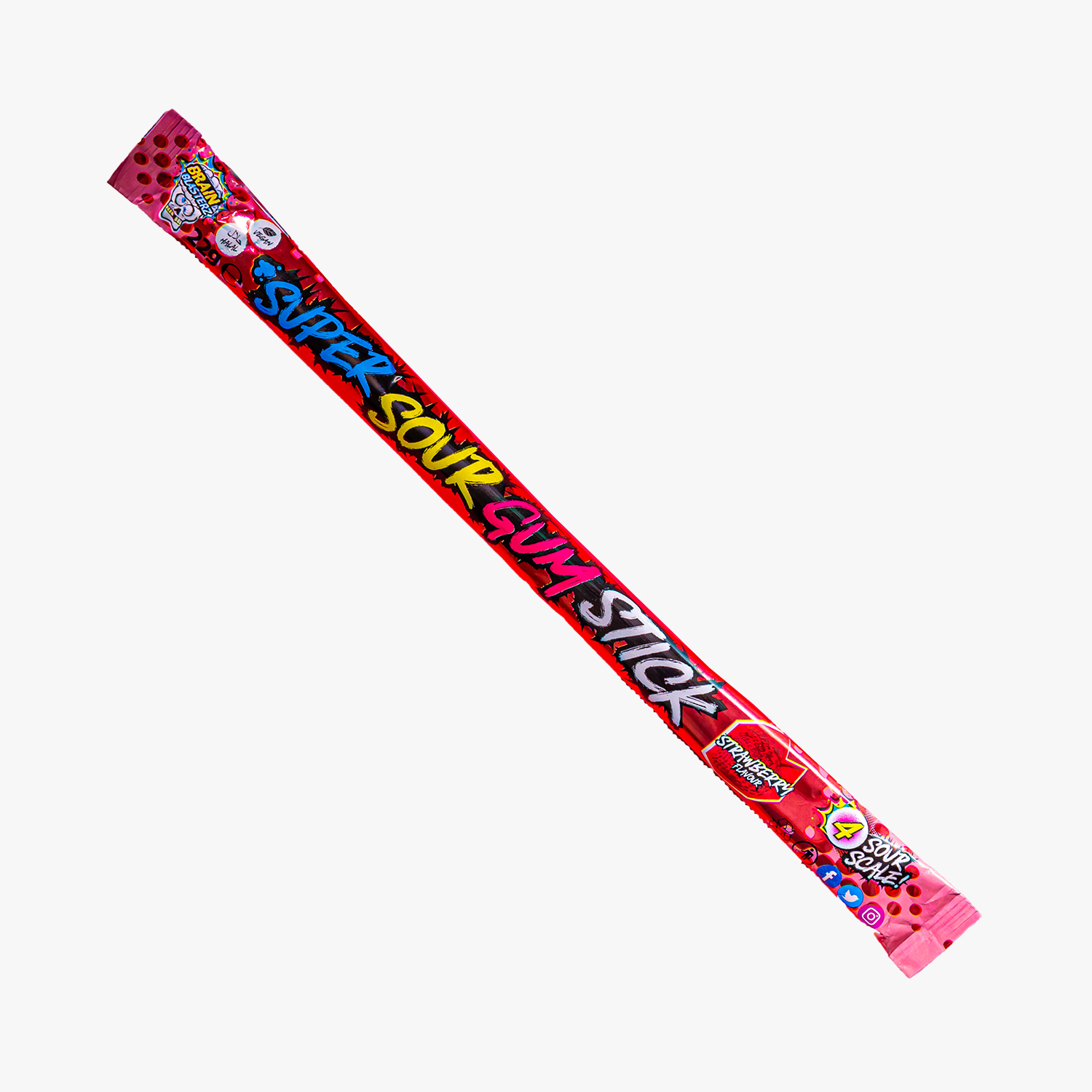 Brain Blasterz Sour Gum Cord Strawberry Flavor - 22g