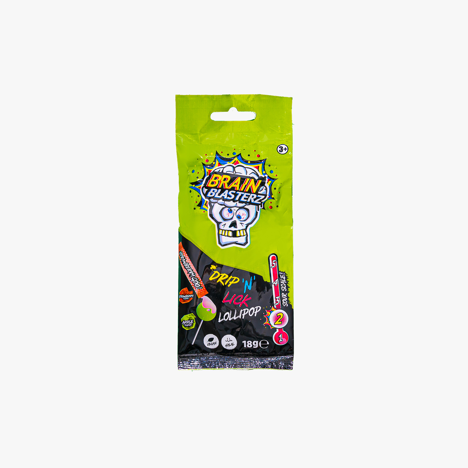 Brain Blasterz Drip 'n' Lick Lollipop Apple Flavor - 18g