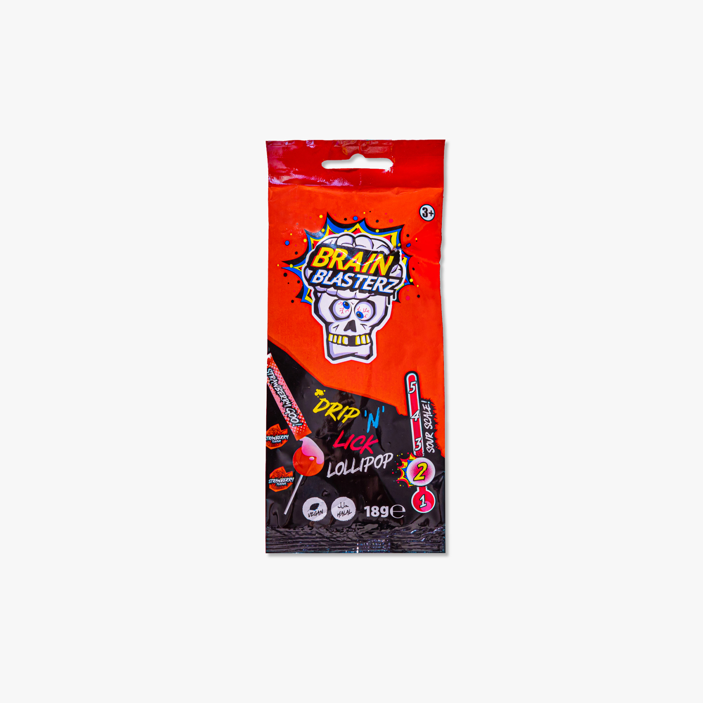 Brain Blasterz Drip 'n' Lick Lollipop Strawberry Flavor - 18g