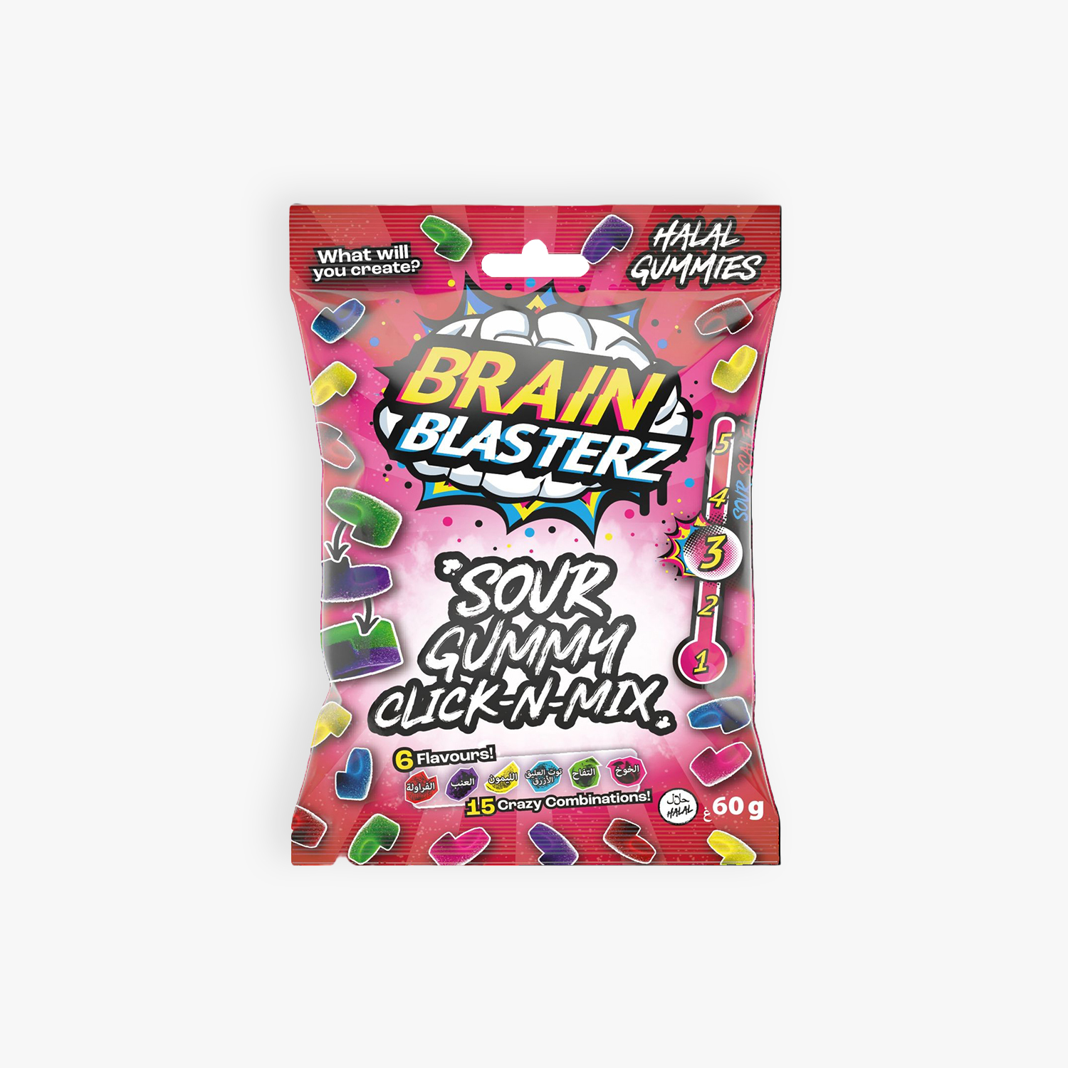 Brain Blasterz Sour Gummy Click-N-Mix 60G