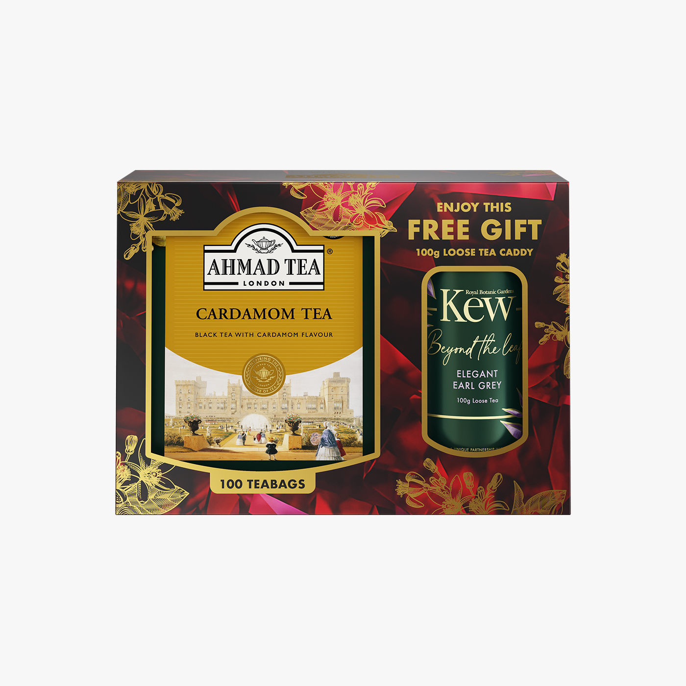 Ahmad Tea Cardamom Tea, 100 Tea Bag+Kew Gift,100g