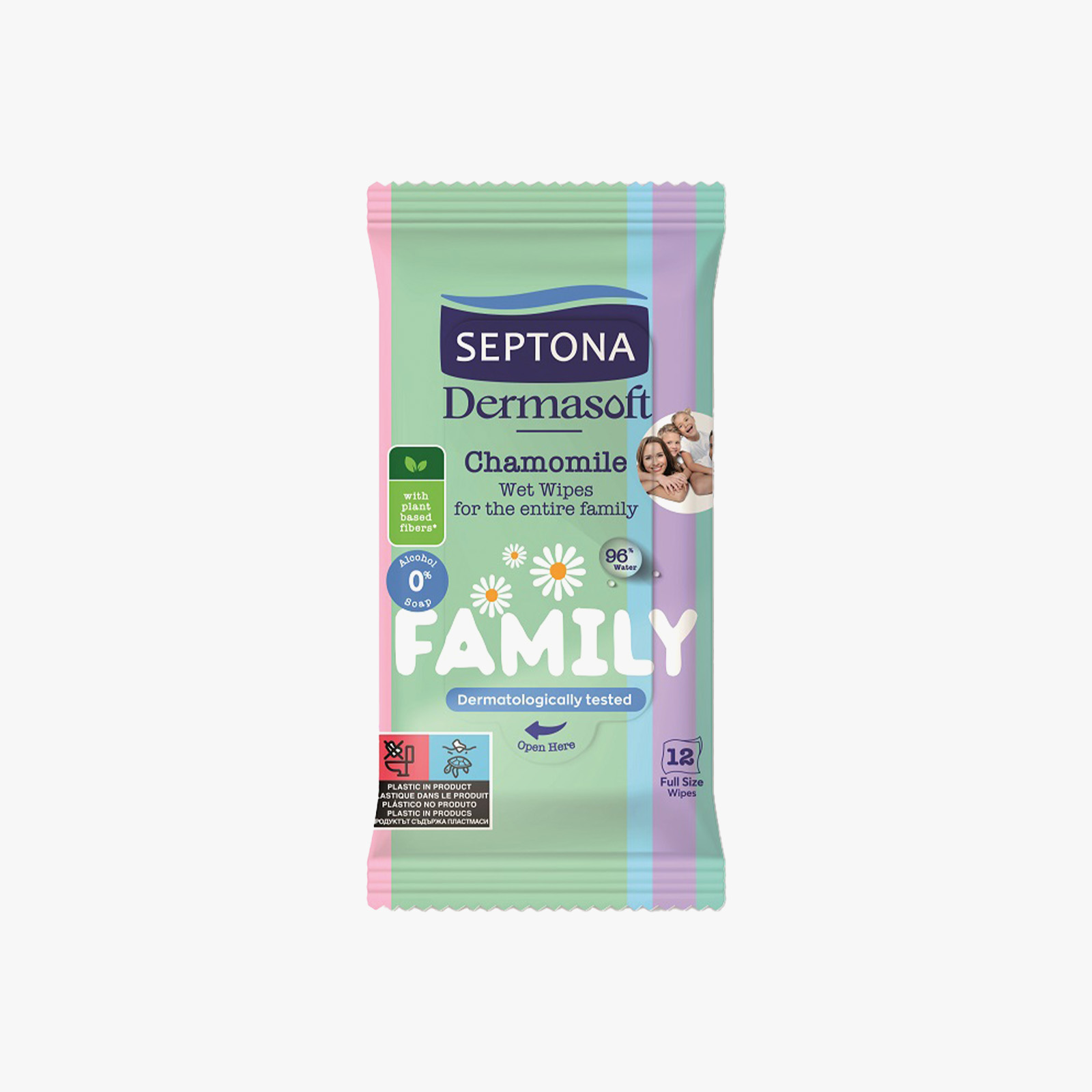 Septona Dermasoft Family Wet Wipes Chamomile - 12 wipes