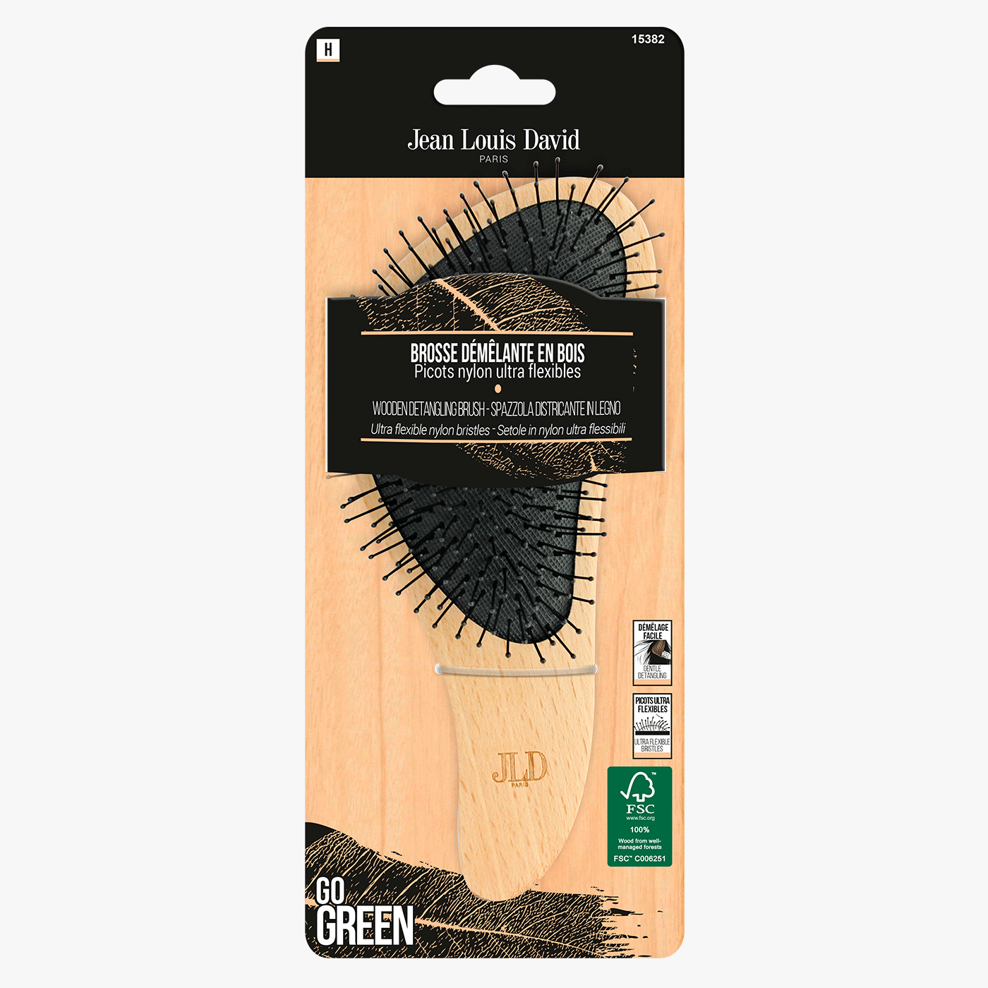 JLD Paris Wooden Detangling Brush -Small 15382