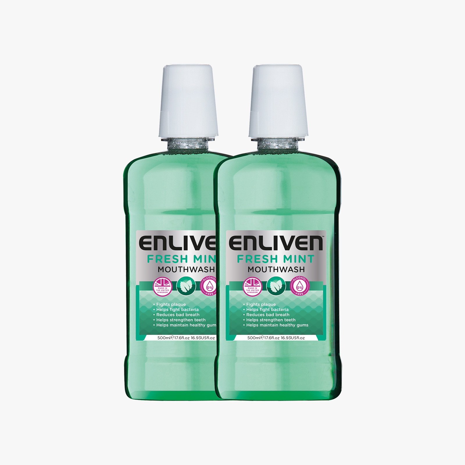 Enliven Mouthwash Freshmint Green - 500ml (Buy 1 get 1 Free)