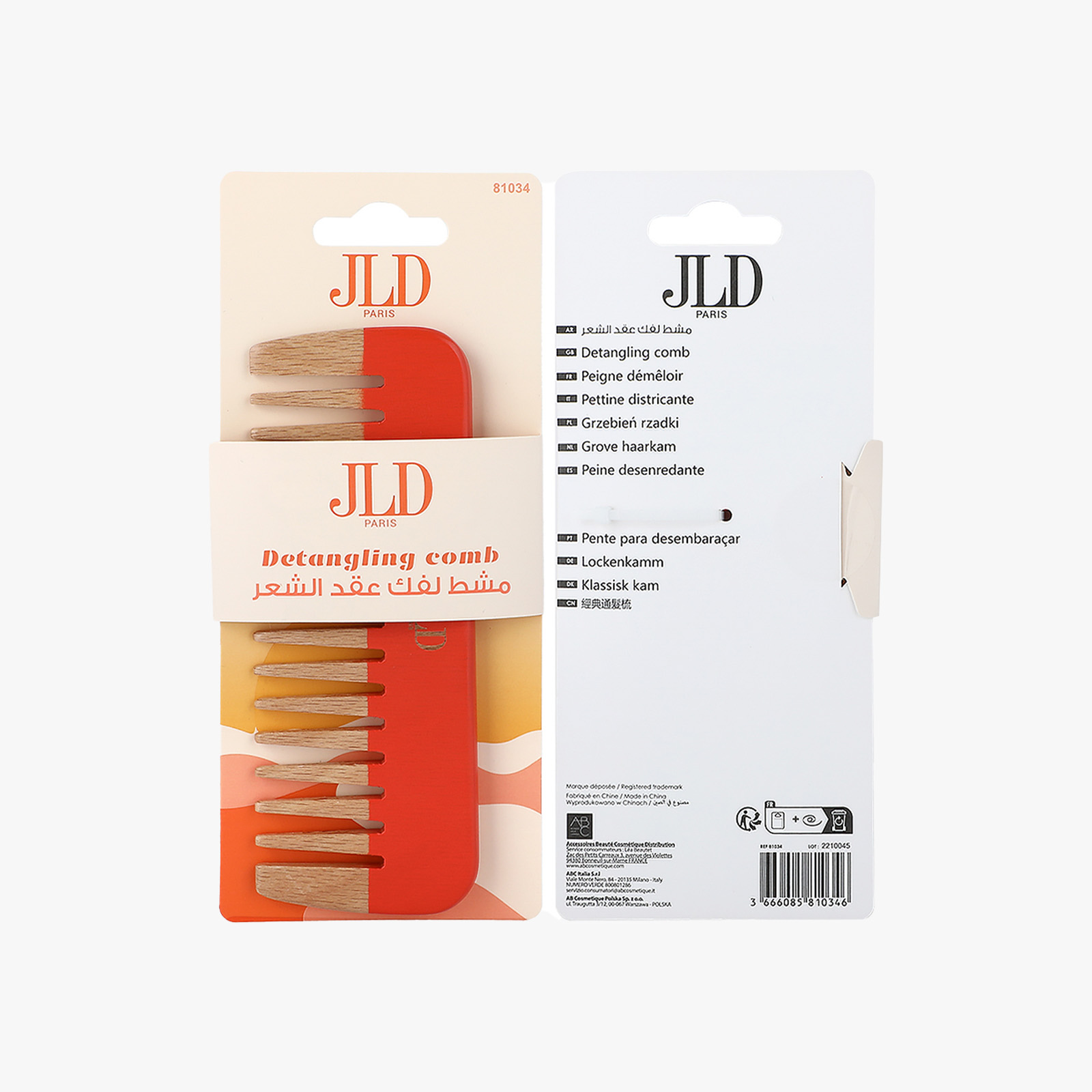 JLD Paris Wood Comb Oasis Orange - 81034
