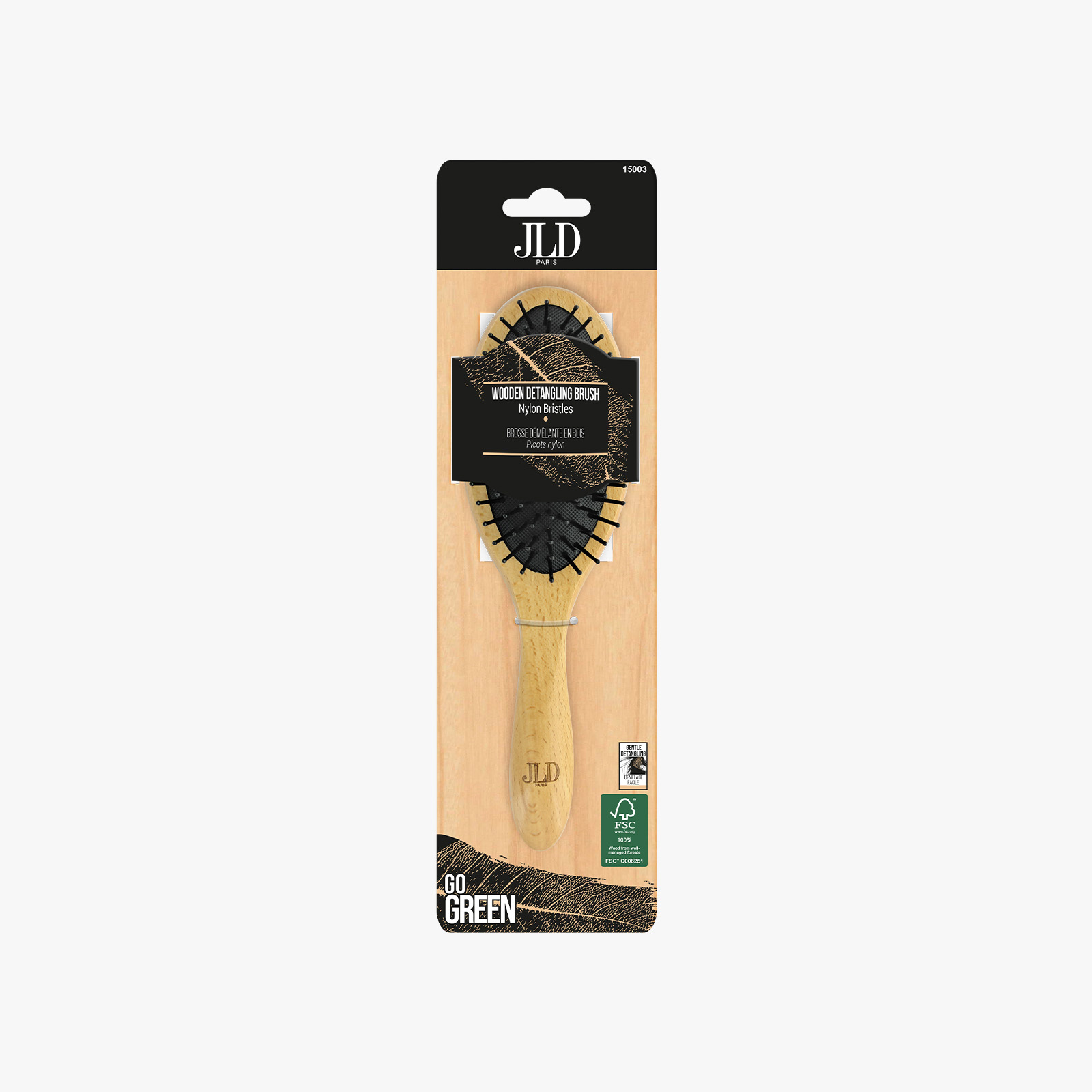JLD Paris Wood Detangling Oval Brush - 15003