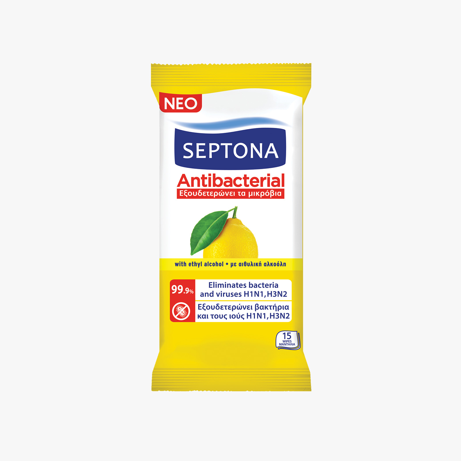 Septona Antibacterial Wet Wipes Lemon Scent - 15 Wipes