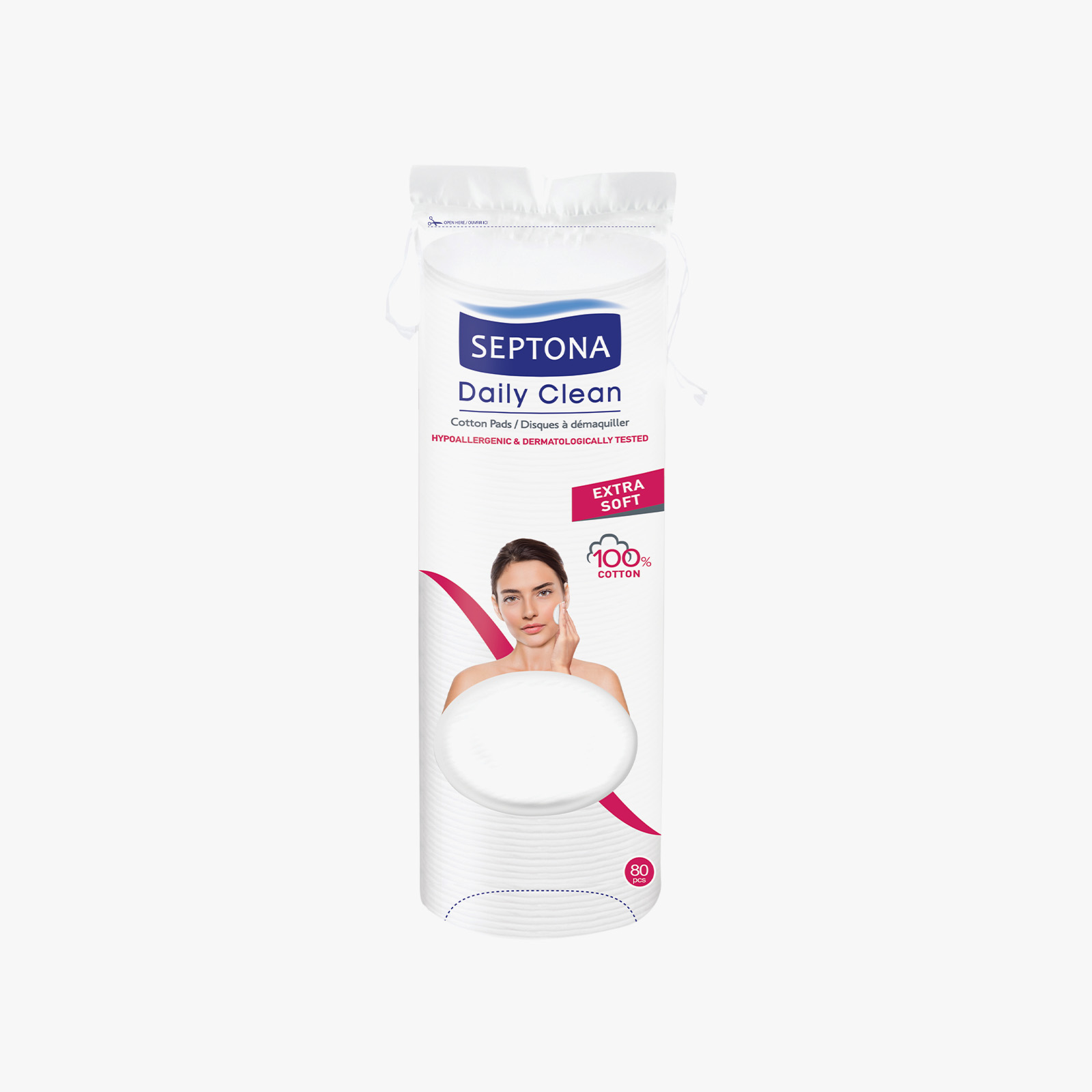 Septona Beauty Cotton Pads with Silk Protein - 80 pieces