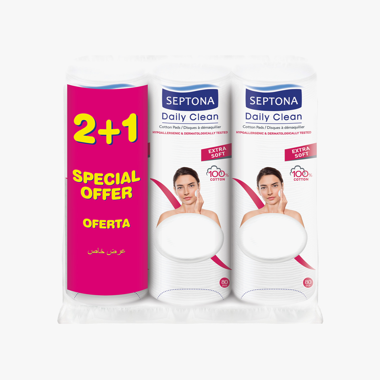 Septona Round Cotton Pads with Silk Protein Beauty Duo - 80 pieces (Buy 2 get 1 Free)