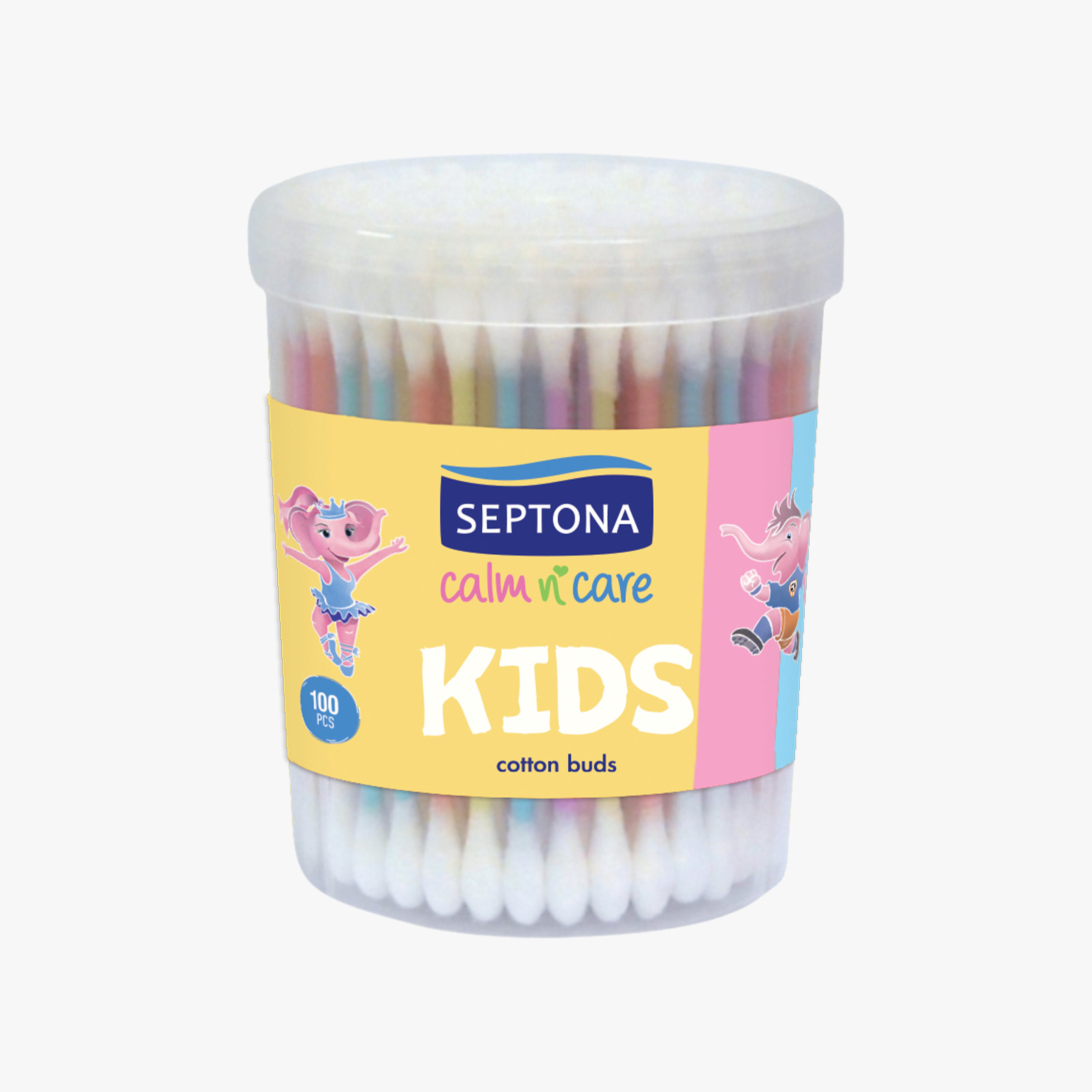 Septona Calm n’ Care Cotton Buds for Kids Round Drum - 100 pieces