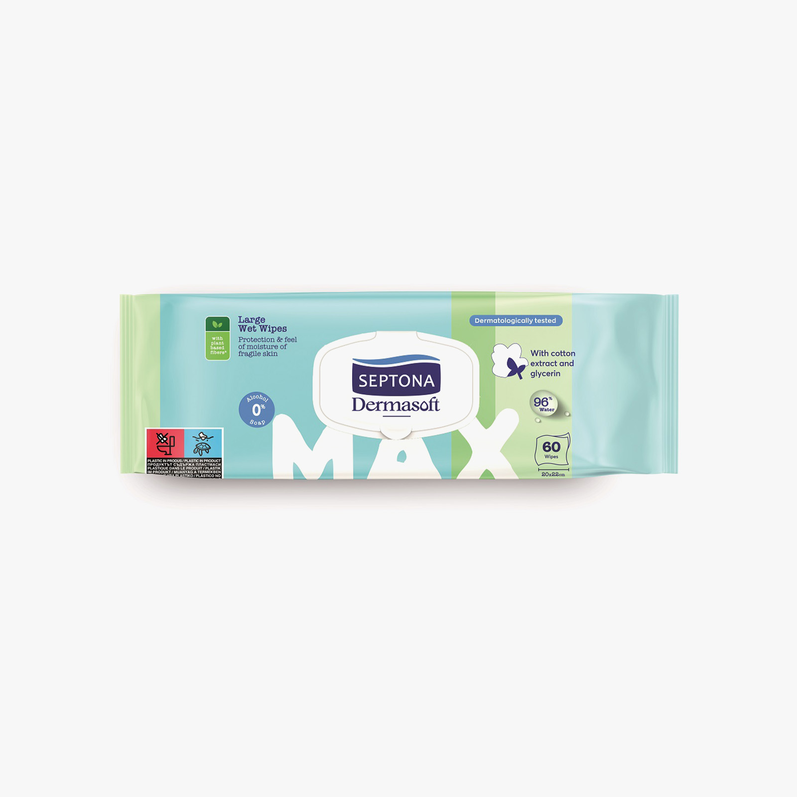 Septona Dermasoft Max Wet Wipes with Glycerin - 60 wipes