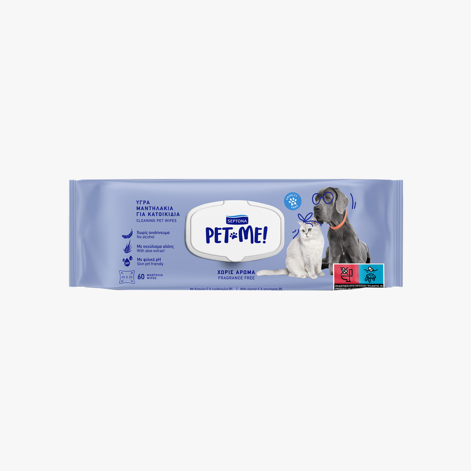 Septona Pet Me Pet Cleansing Wet - 60 Wipes