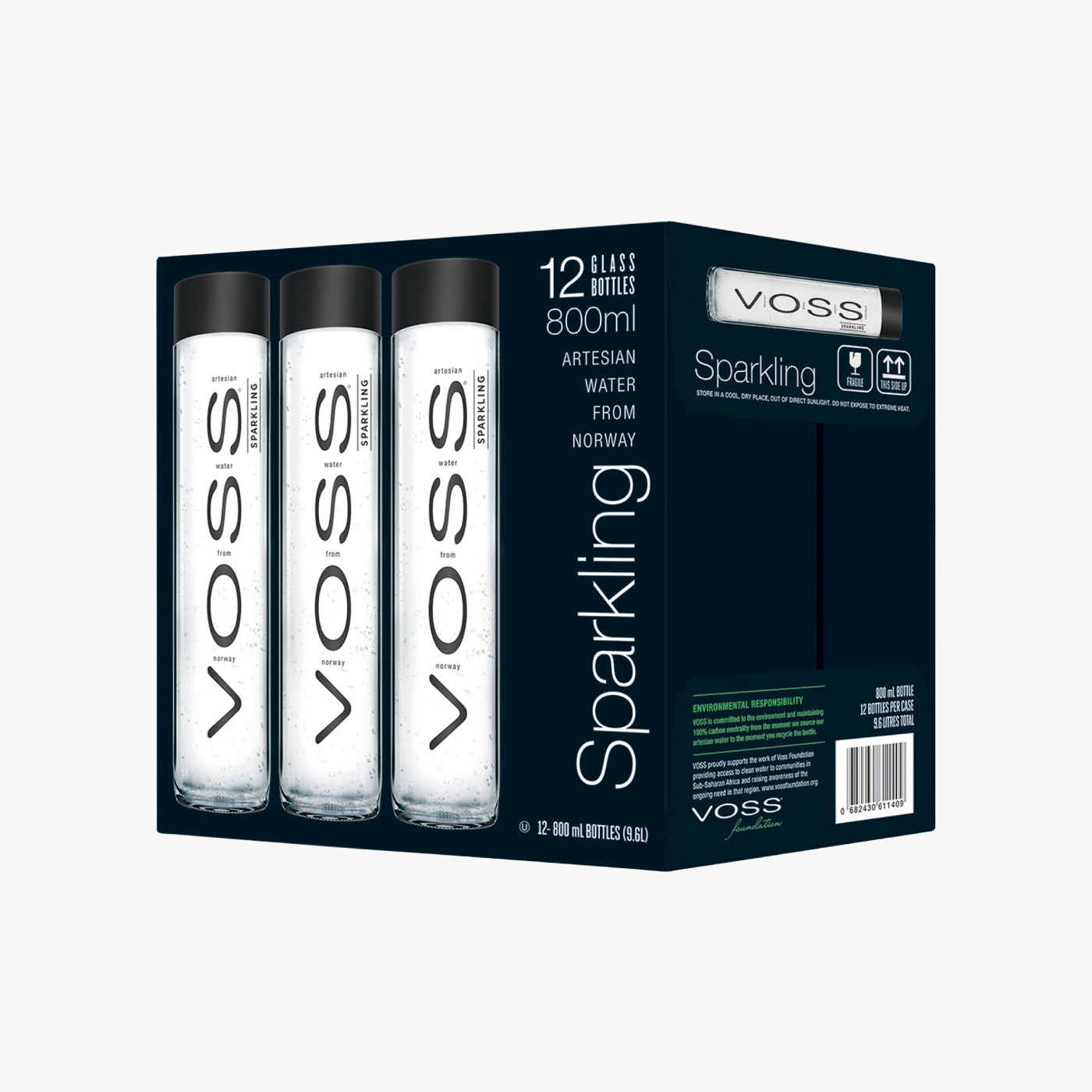 Voss Sparkling Water - 800ml  × 12