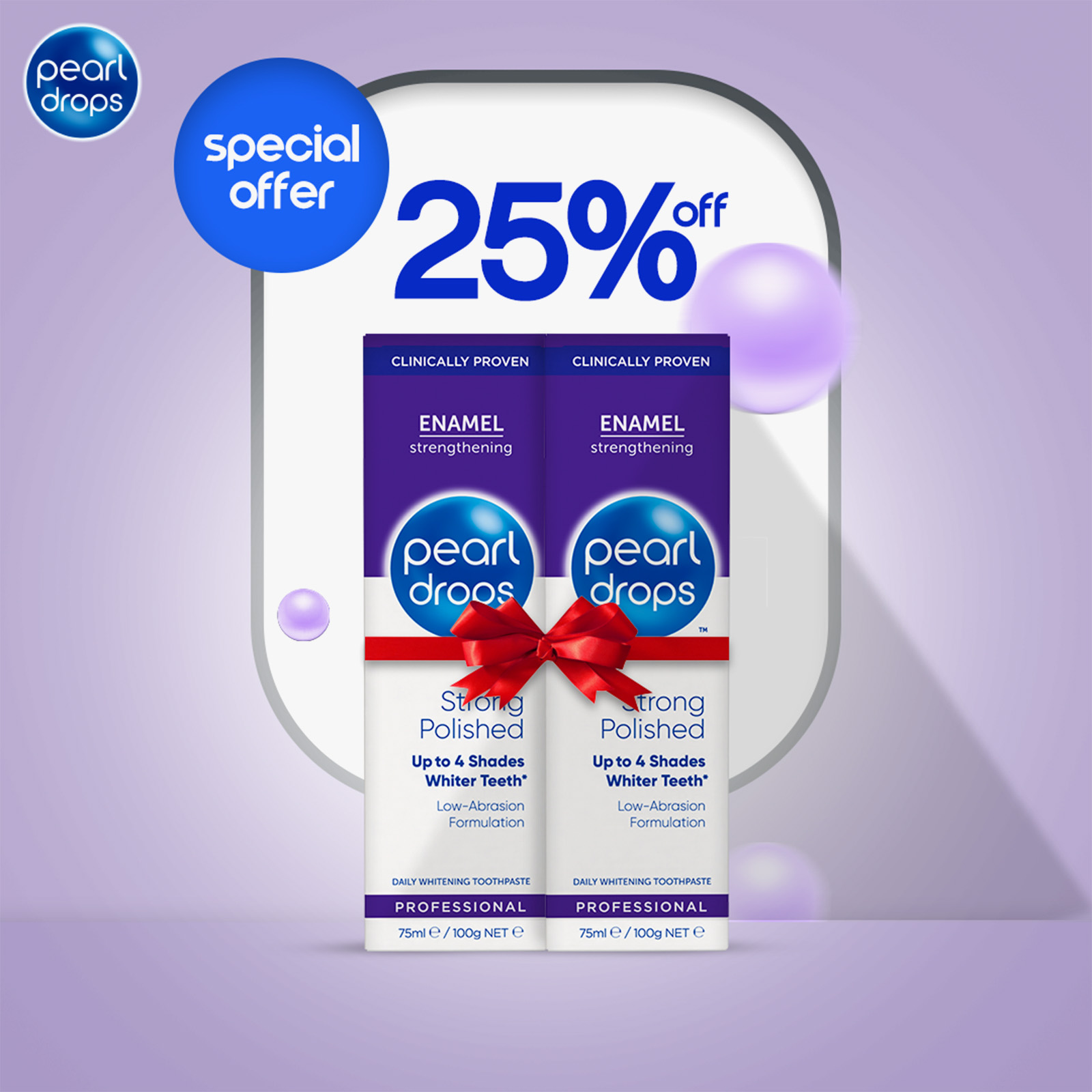 Pearl Drops Enamel Strengthening Polished Purple - 75ml Twin Pack