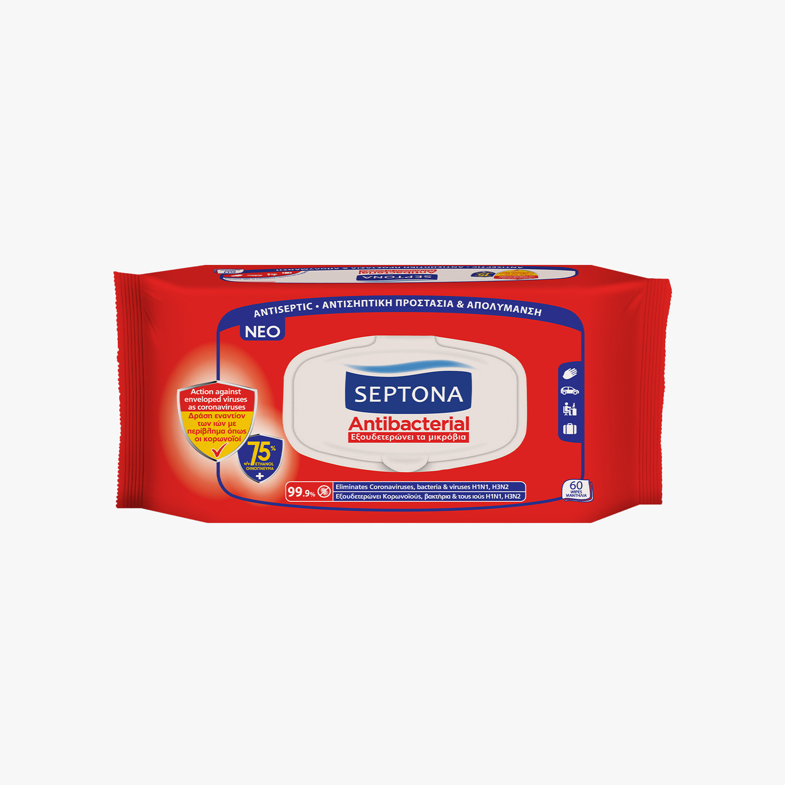 Septona Antibacterial Wet Wipes with 75% Alcoho - 60 wipes